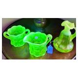 MOSSER URANIUM VASELINE GLASS SERVING ELEMENTS