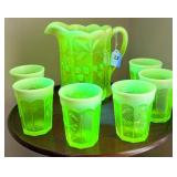 MOSSER URANIUM VASELINE OPALESCENT GLASS