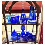 LOT OF COBALT, CUT TO CLEAR, BOHEMIAN GLASS