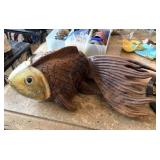 WOODEN COY FISH SCULPTURE - 22"