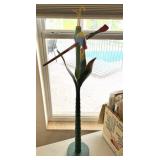 BIRD WITH BRUSH WOODEN SCULPTURE - 33"H