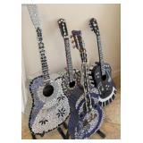 BEDAZZLED AND JEWELED ART SCULPTURES - GUITARS
