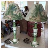 PAIR - DECORATIVE TROPICAL DECORATED TABLE LAMPS