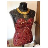 MOSAIC DECORATED FEMALE MANNEQUIN BUST - 41"H