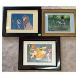 TRIO OF DISNEY/CARTOON LITHO CEL ART WORKS