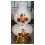 Vintage Handpainted Milk Glass Bedside Table Lamp