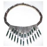 Vtg TAXCO Mex 970 Silver Malachite Choker Necklace
