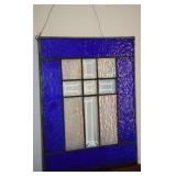 Stained Glass Cross Window Panel w/Hanger 12.5x