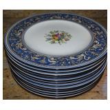 (12) Wedgwood Florentine 10.5" Dinner Plates Blue&