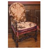 Victorian Round Back Upholstered Arm Chair 39x24w