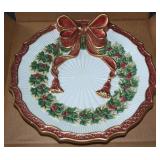 Fitz & Floyd Essentials Ceramic Holly & Bow Plate