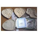(4) Brown Bag Cookie Art Stoneware Molds