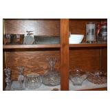 Kitchen Cabinet Contents Lot: Glass Apple, Plates+