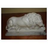 Vtg Alabaster Carved Guardian Lion Paperweight