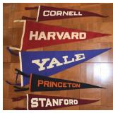 (5) Vtg Felt College/University Pennants: Harvard