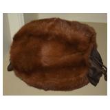 Antique Brown Mink Fur Muff 10" Wide Good Lining