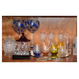 Dining Room Cabinet Contents Lot: Salt Dips, Stem