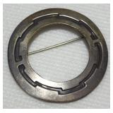 Vtg 925 Sterling Geometric Round Brooch 1.5"