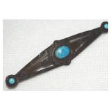 Vtg Native American 925 Sterling Turquoise Bar