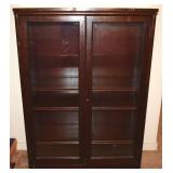 Antique Double Doored 3 Shelf Bookcase Cabinet