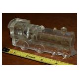 Vintage Clear Glass Train Engine Candy Container
