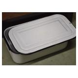 Vtg Black & White Enamelware Refrigerator Cont