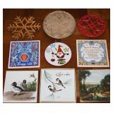 (9) Hot Plate /Trivet Lot w/Metal Porcelain Marble