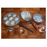 Vintage Copper w/some Forged Iron Handles Lot