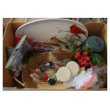 Box full of Christmas Home Decor incl Bulb & Plate