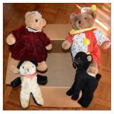 Vintage Panda & Black Lamb Toys + Bear Plush
