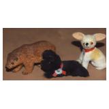 (3) Vtg Miniature Animals w/ (2) Original Fur Toys
