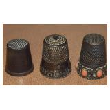 (3) Antique/Vtg Sterling & 800 Silver Thimbles