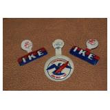 (3) Vintage Pins w/ Ike + Community & War Fund