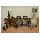 Misc Lot w/ Glass Milk Bottles & Carriers + Brass