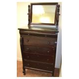 Antique Mahogany 6 Drawer Chest Dresser w/Mirror