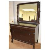 Antique Mahogany 4 Drawer Dresser wMirror &Cas