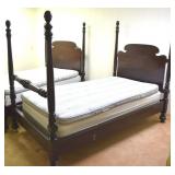 Antique Mahogany 4 Poster Twin Bed #1 w/Casters