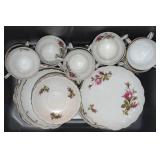Lidded Tote of Vintage China: Bond Pompadour Rose