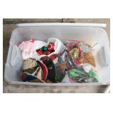 Lidded Tote of Christmas Decor & Ornaments