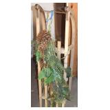 Vintage Wooden 43"L Sled w/ Christmas Accents