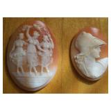 (2) Antique Carved Cameos 2" & 1 5/8"L Unset