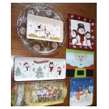 (7) Vtg/Newer Serving Platters/Cutting Board w/