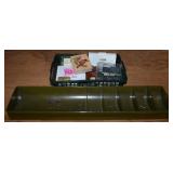 Drab Green Metal Cash Register Tray + Stamps