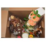 Box of Home Decor w/ Christmas Tree w/Mini