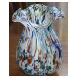 Vtg Murano-style Confetti Blown Art Glass Vase