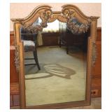 Antique Giltwood Draped Florals Wall Mirror 36w x