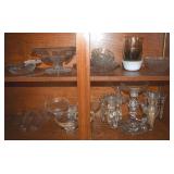 Kitchen Cabinet Contents Lot: Glass w/ Candelabra+