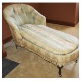 Antique Striped Upholstery Chaise Lounge w/Casters