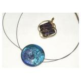 (2) Artisan Made Dichroic Art Glass Pendants