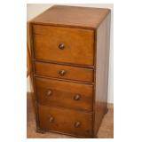 Vtg Dovetailed Wood 4 Drawer Cabinet 24t x 12.5sq